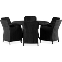 Ruokailuryhmä Comfort Garden Zunga 150cm pyöreä 6 tuolia musta