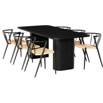 Ruokailuryhmä Kopparbo 200cm 6 Winston tuolia musta