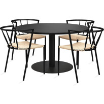 Ruokailuryhmä Capri 120cm pyöreä 4 Winston tuolia ruskea
