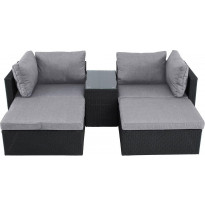 Sohvaryhmä Figaroli, 2-istuttava sohva + 2 rahia, musta/harmaa