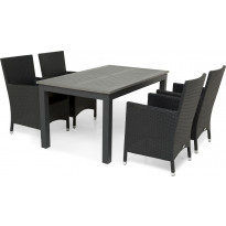 Ruokailuryhmä San Francisco, 152-210cm, 4 nojatuolia, musta