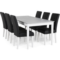 Ruokailuryhmä Scandinavian Choice Romeo 180cm 6 Viktor tuolia valkoinen/musta
