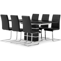 Ruokailuryhmä Scandinavian Choice Macahan 140cm 6 Remus tuolia musta