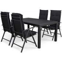 Ruokailuryhmä Melody 160cm, 4 säätötuolia pehmusteilla, antrasiitinharmaa