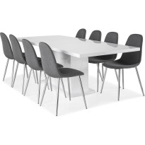 Jatkettava ruokailuryhmä Scandinavian Choice Ratliff 200x40cm 8 Nibe tuolia valkoinen