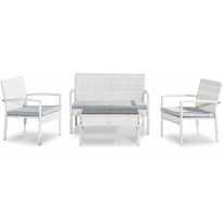 Oleskeluryhmä Thor Light, 2-istuttava sohva + 2 tuolia + pöytä, valkoinen/harmaa
