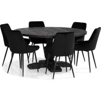 Ruokailuryhmä Scandinavian Choice Dijon 150cm pyöreä 6 Alsarp Tuolia ruskea/musta