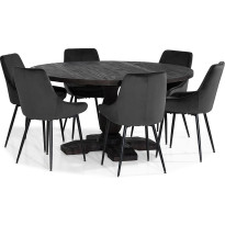 Ruokailuryhmä Scandinavian Choice Dijon 150cm pyöreä 6 Alsarp Tuolia ruskea/harmaa
