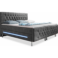Sänkypaketti Bedly Chester 160x200cm sametti led-valaistus harmaa