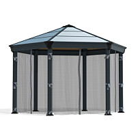 Paviljongin hyttysverhosetti Palram-Canopia Roma Hexagonal, 3.6x4.2m, harmaa