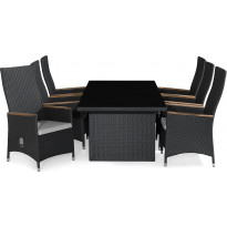 Ruokailuryhmä Majestic/Jenny Lyx, 210cm, pöytä + 6 säädettävää tuolia, valkoinen/harmaa