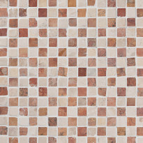 Marmorimosaiikki Qualitystone Square Terra-White, verkolla, 20 x 20 mm
