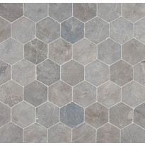 Luonnonkivilaatta Qualitystone Hexagon Light Grey, 100x100mm