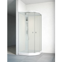Suihkukaappi Flow Semi Lux, 101x101, valkoinen profiili, ice lasi, valkoinen takaseinä