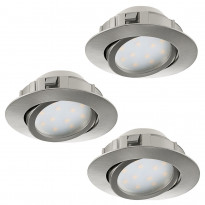 LED-alasvalosarja Eglo 3x6W, Ø84mm, teräs, himmennettävä 95859