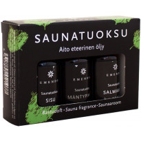 Saunatuoksusetti Emendo Musta, 3 x 10 ml, Salmiakki + Mäntypihka + Sisu 