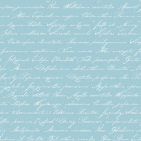 Tapetti Handwriting Latin Flower Names 128037 0,53x10,05 m akvamariini non-woven