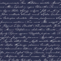 Tapetti Handwriting Latin Flower Names 128040 0,53x10,05 m tummansininen non-woven