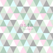 Tapetti Triangles 128706 0,53x10,05 m vaaleanpunainen, minttu, harmaa