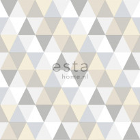 Tapetti Triangles 128707 0,53x10,05 m harmaa, beige, valkoinen