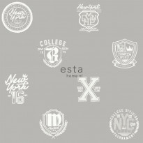 Tapetti Esta College 128804, 0,53x10,05m, harmaa/valkoinen