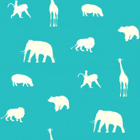 Tapetti Animals 137337 0,53x10,05 m turkoosi non-woven