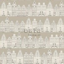 Tapetti Amsterdam Houses 137713 0,53x10,05 m harmaanruskea non-woven