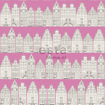 Tapetti Amsterdam Houses 137714 0,53x10,05 m pinkki non-woven