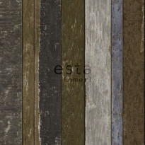 Tapetti Wooden Boards 138254, 0,53x10,05m, tummanruskea/sininen