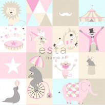 Tapetti Circus 138711 0,53x10,05 m vaaleanpunainen, vaaleansininen, beige