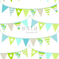 Tapetti Flags 138719 0,53x10,05 m turkoosi, limenvihreä