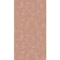 Paneelitapetti PhotowallXL Line Art Faces, 1.50x2.79m, ruskea