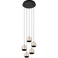 LED-riippuvalaisin Lucide Sentubal Ø35cm, 5xLED 5.2W 2700K, musta/kirkas
