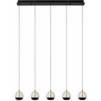 LED-riippuvalaisin Lucide Sentubal, 5xLED 5.3W 2700K, musta/kirkas