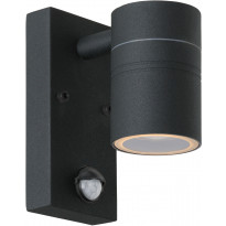 Ulkoseinävalaisin Lucide Arne-LED liiketunnistimella, Ø6,3 cm, 1x5W, IP44, musta