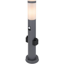 Ulkopylväsvalaisin Globo Boston liiketunnistimella ja 2 pistorasialla, IP44, 60cm, antrasiitti