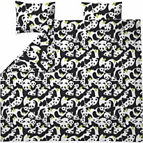 Parivuoteen pussilakanasetti Finlayson Sukukokous 240x210cm musta/valkoinen