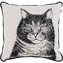 Koristetyynynpäällinen Finlayson Kissa 50x50cm, musta/valkoinen