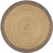 Juuttimatto, Ø150cm, käsinkudottu, harmaalla reunalla