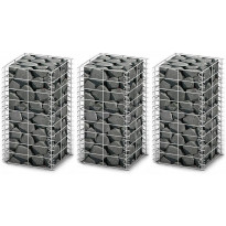 Gabion-/kivikorisarja, 3kpl, galvanoitu vaijeri, 25x25x50cm
