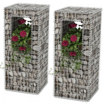 Kivikori-/kukkalaatikkopylväs, 2kpl, teräs, 50x50x120cm