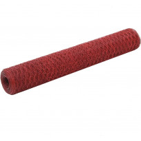 Kanaverkko, teräs, PVC pinnoitteella, silmäkoko 13mm, 25x1m, punainen