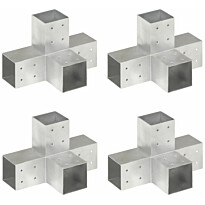 Tolppaliittimet 4kpl, X-muoto, galvanoitu metalli, 81x81mm