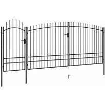 Puutarha-aidan portti, keihäskärjillä, 5x2.45m, musta