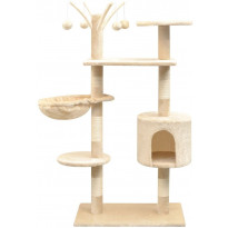 Kissan raapimispuu, sisal-pylväillä, 1 pesällä, 125cm, beige