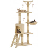 Kissan raapimispuu, sisal-pylväillä, 49x35x138cm, beige