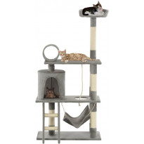 Kissan raapimispuu, sisal-pylväillä, 70x35x140cm, harmaa