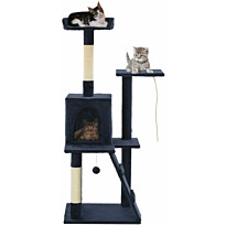 Kissan kiipeilypuu, sisal-pylväillä, 50x50x120cm, tummansininen