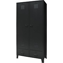 Metallinen vaatekaappi, teollinen tyyli, 90cm, musta