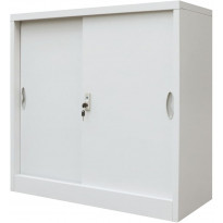 Toimistokaappi liukuovilla metalli 90x40x90 cm harmaa
